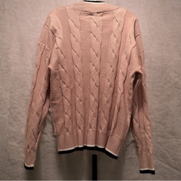 NWT Women's Casual Long Sleeve Mock Neck Cable Knit Contrast Color Sweater XL - Picture 2 of 6